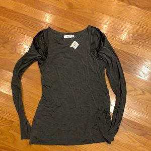 Bailey 44 jersey too NWT CHARCOAL GRAY with black leather-like accent